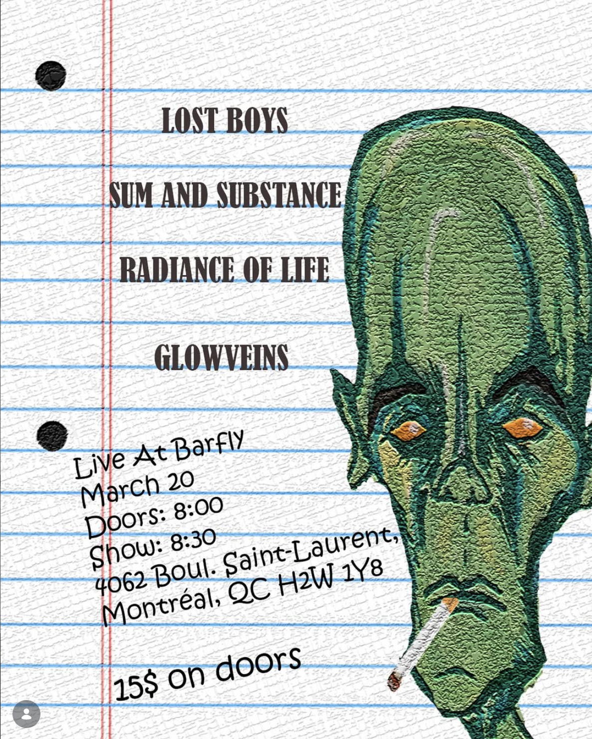 March 20th @ Barfly poster